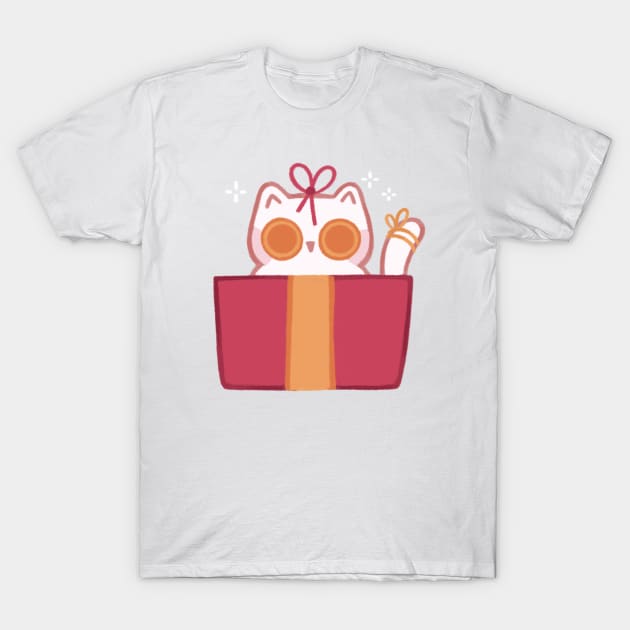 Christmas Present Cat T-Shirt by Niamh Smith Illustrations